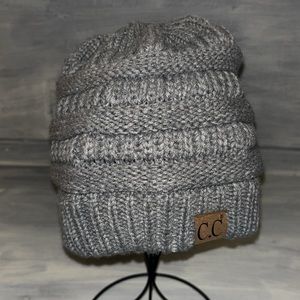 CC Girlie Girl Woven Pony Tail Beanie, Gray